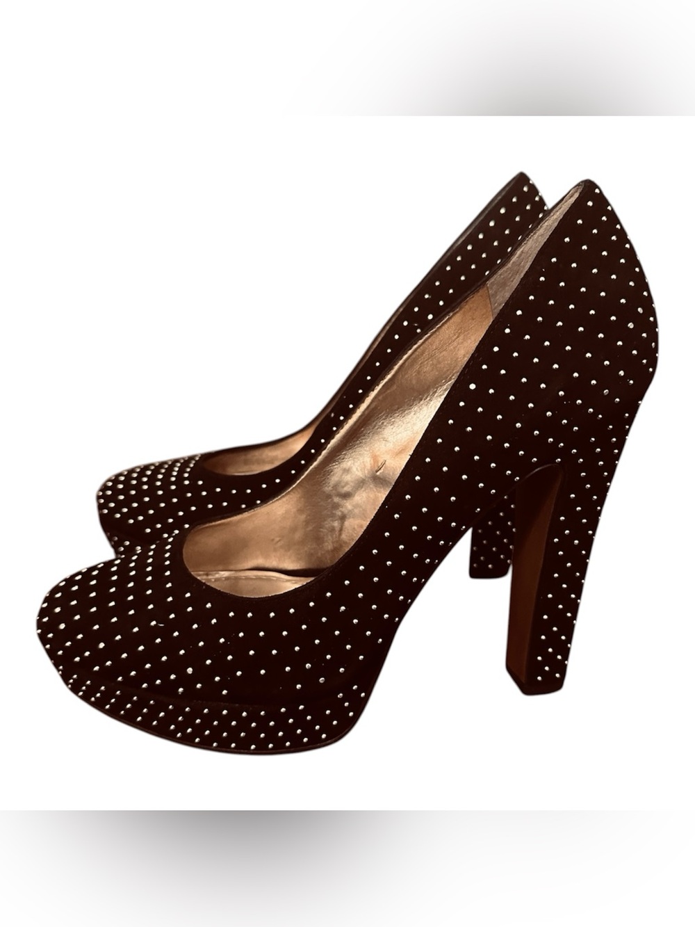 BCBGeneration Black Studded Round-Toe Pumps - Picture 2 of 6